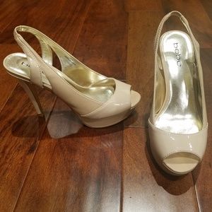 Bebe Tan High Heels size 6.5